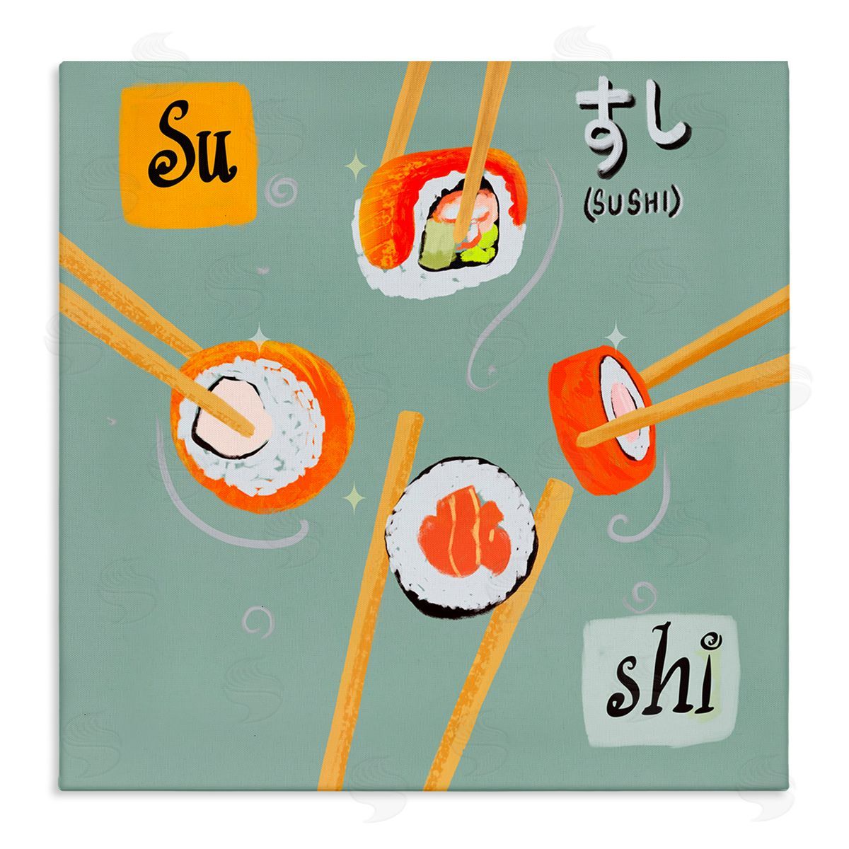 Tasty Sushi Party Gathering Canvas Wall Art, Home Decor by Juliet Rose Philips