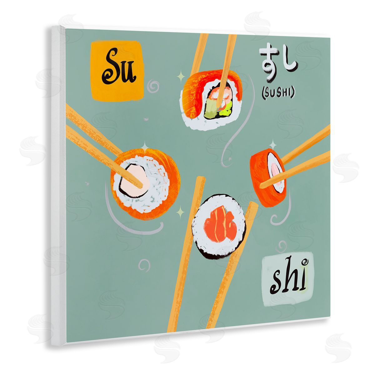 Tasty Sushi Party Gathering Wood Plaque Wall Art, Home Decor by Juliet Rose Philips