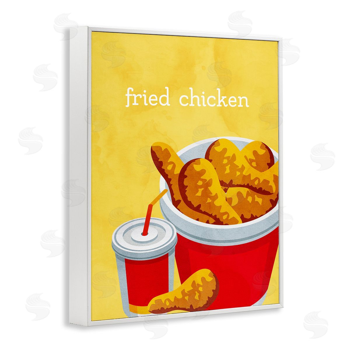 Chicken Bucket Takeout White Frame Print Wall Art, Home Decor by Kim Allen