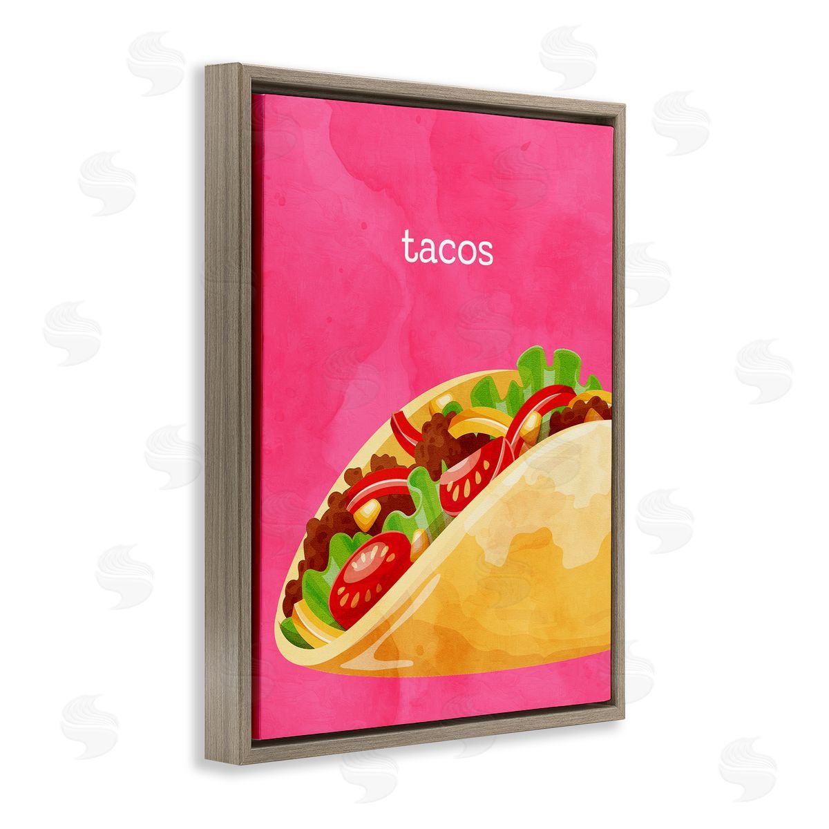 Tacos Mexican Cuisine Brown Floating Frame Canvas Wall Art, Home Decor by Kim Allen