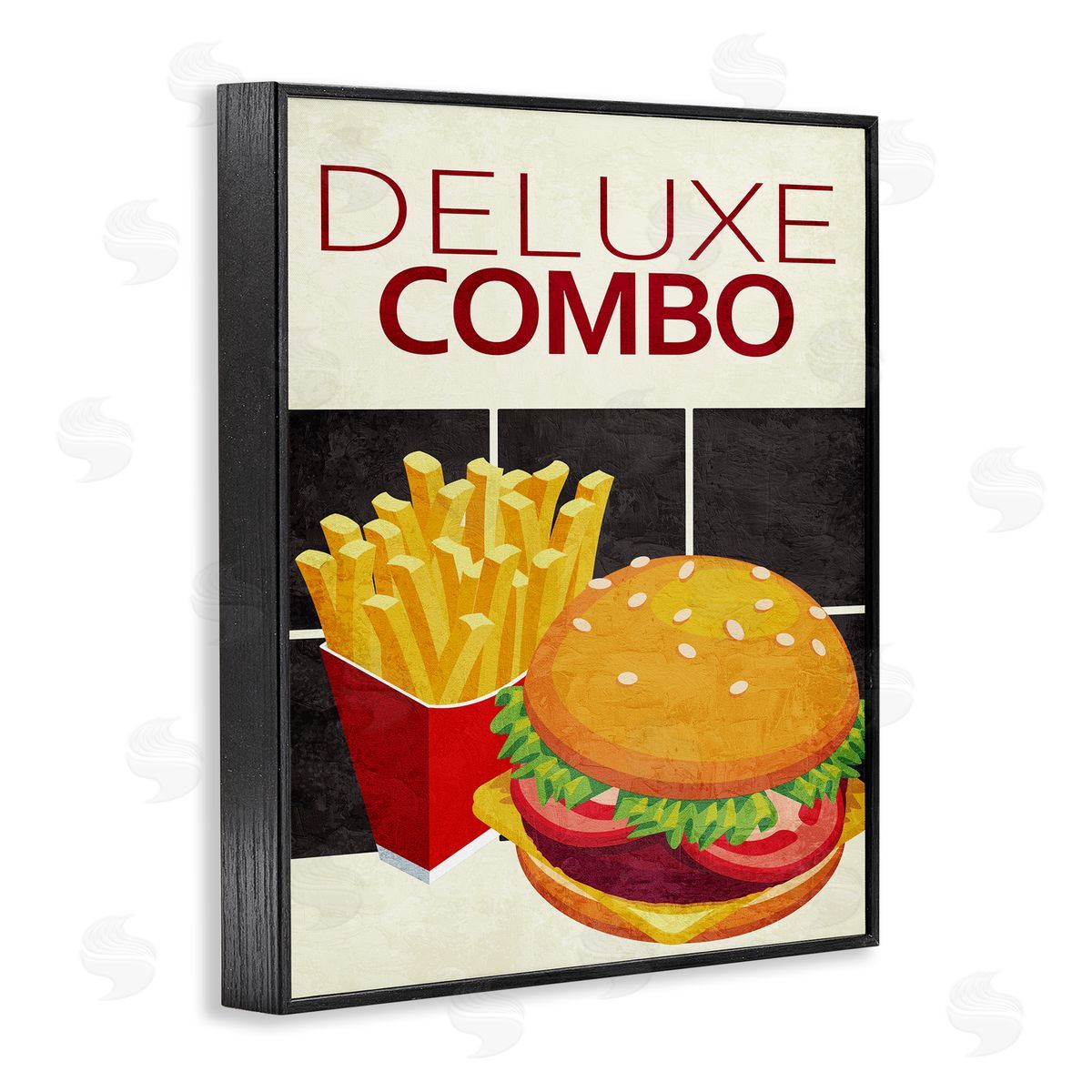 Deluxe Combo Fast Food Black Frame Print Wall Art, Home Decor by Kim Allen