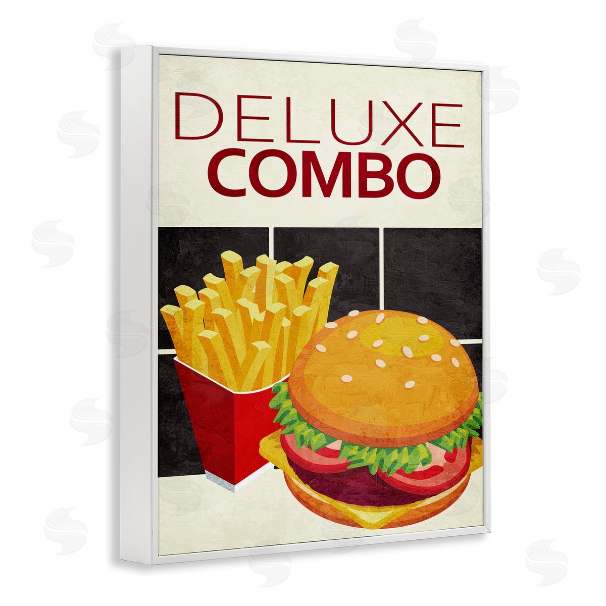 Deluxe Combo Fast Food White Frame Print Wall Art, Home Decor by Kim Allen