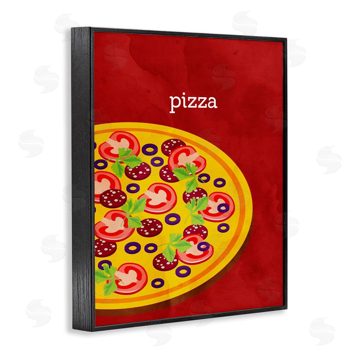 Tasty Savory Pizza Black Frame Print Wall Art, Home Decor by Kim Allen
