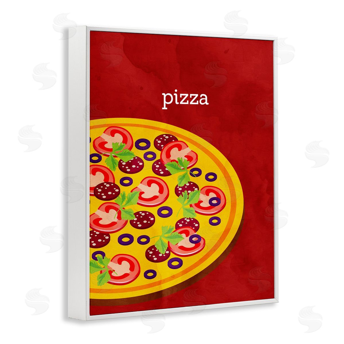 Tasty Savory Pizza White Frame Print Wall Art, Home Decor by Kim Allen