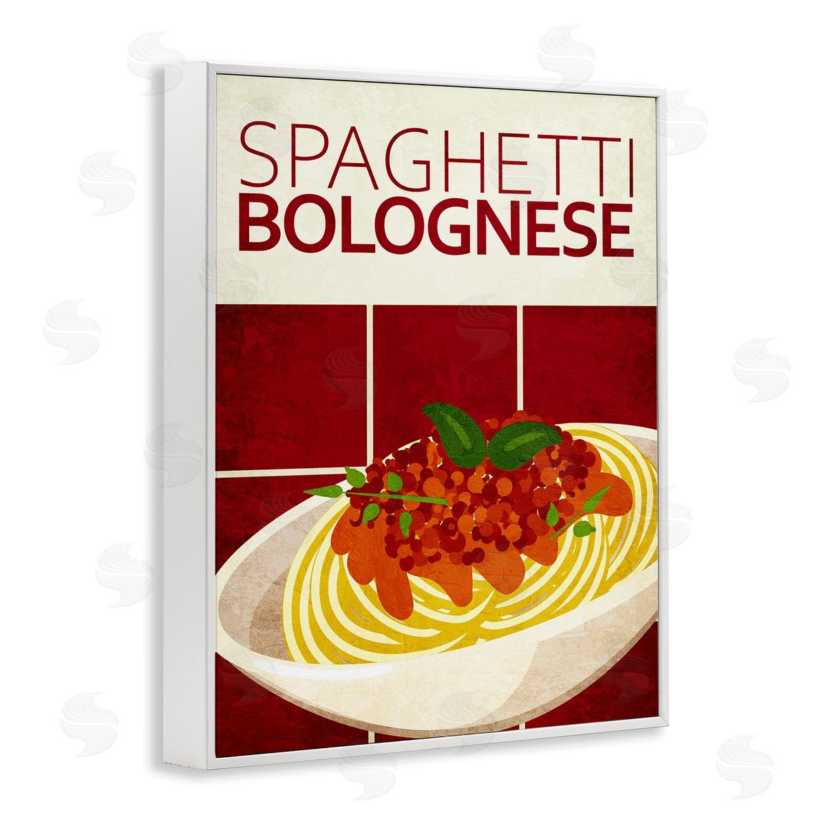 Spaghetti Classic Kitchen White Frame Print Wall Art, Home Decor by Kim Allen