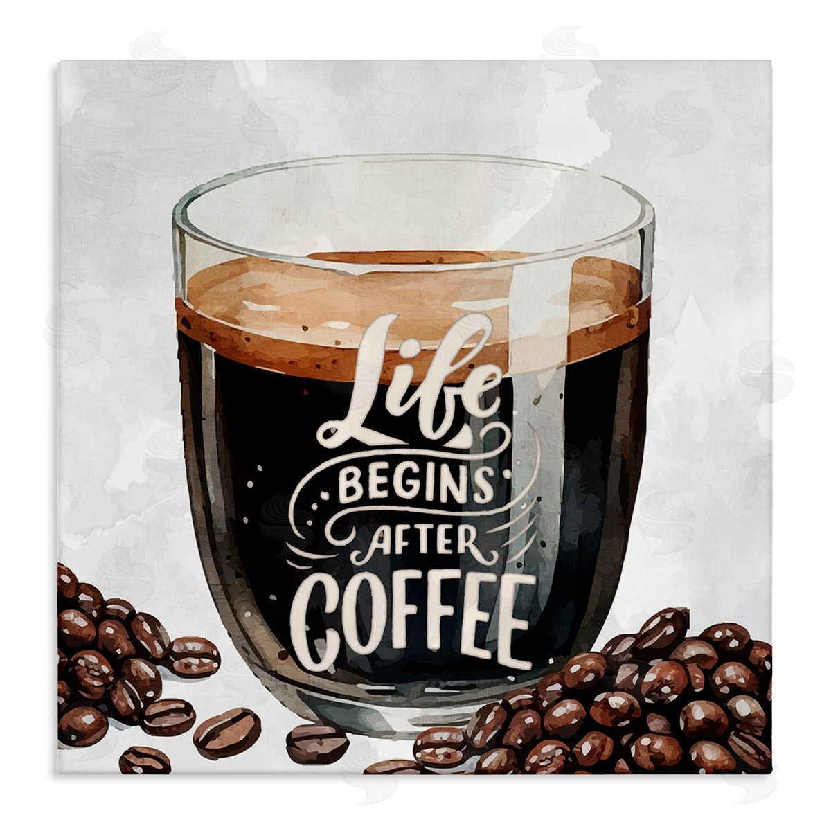 Life Begins After Coffee Canvas Wall Art, Home Decor by Kim Allen