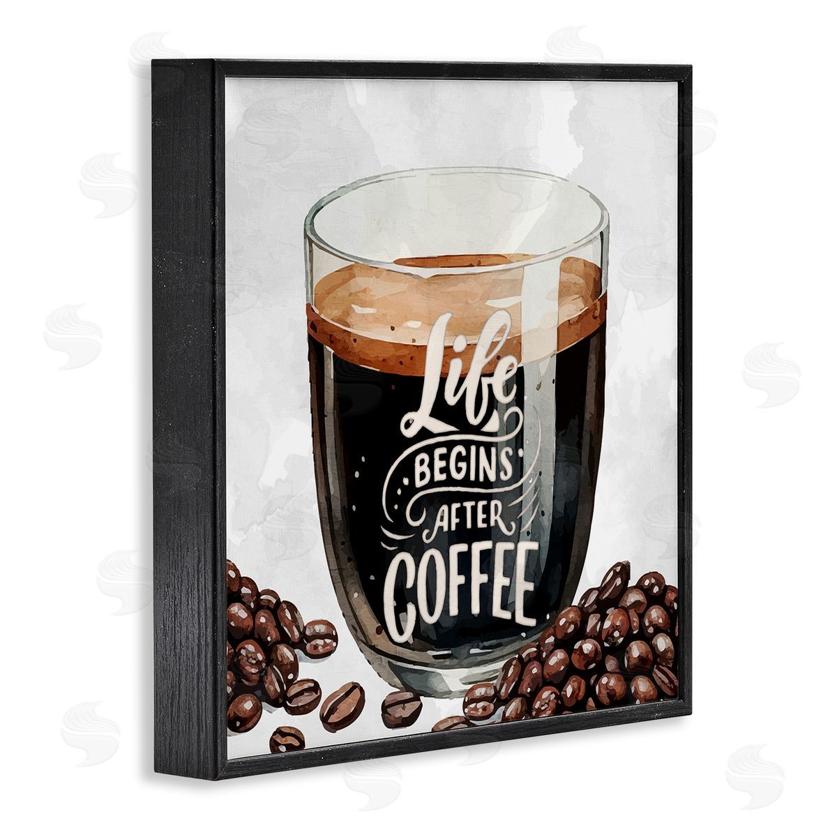 Life Begins After Coffee Black Frame Print Wall Art, Home Decor by Kim Allen