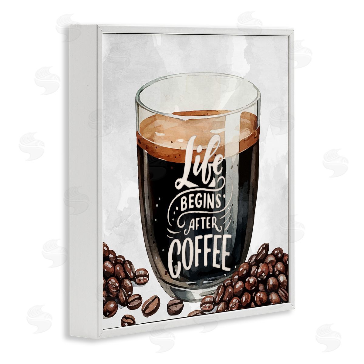Life Begins After Coffee White Frame Print Wall Art, Home Decor by Kim Allen