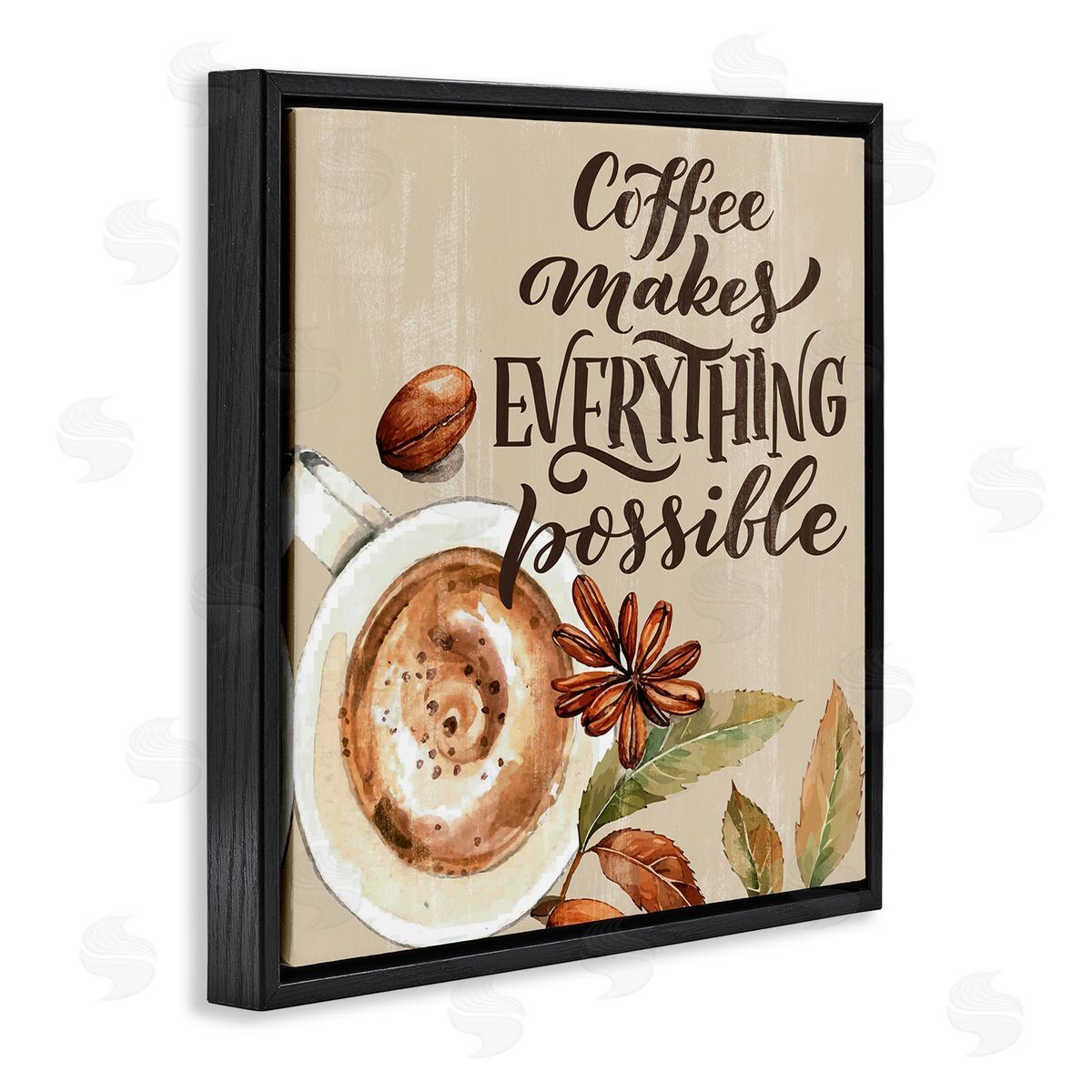 Rustic Coffee Makes Possible Black Floating Frame Canvas Wall Art, Home Decor by Kim Allen