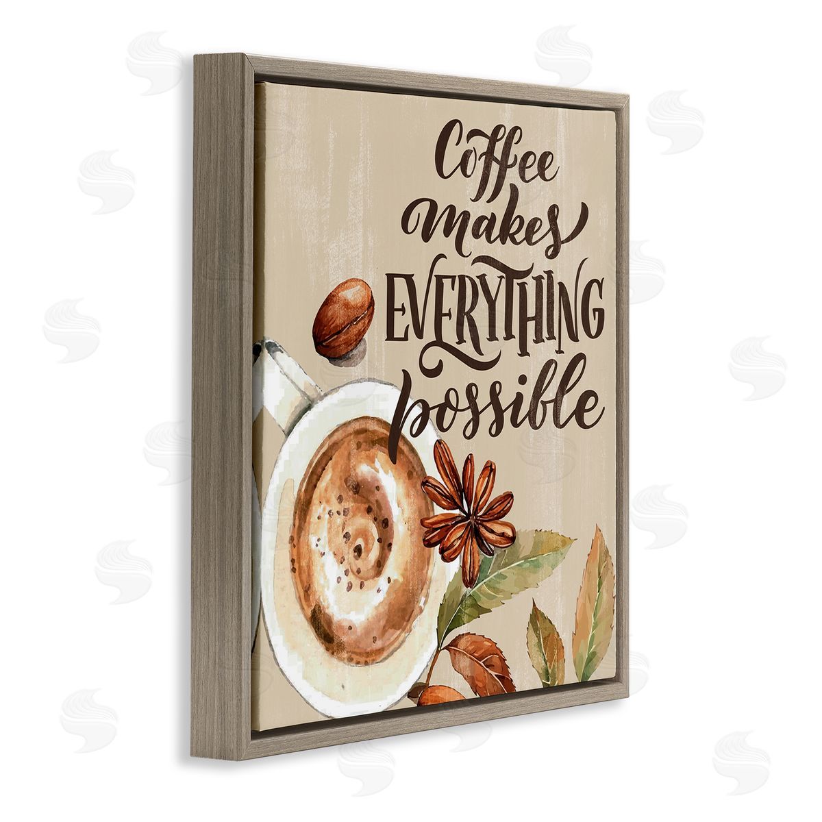 Rustic Coffee Makes Possible Brown Floating Frame Canvas Wall Art, Home Decor by Kim Allen