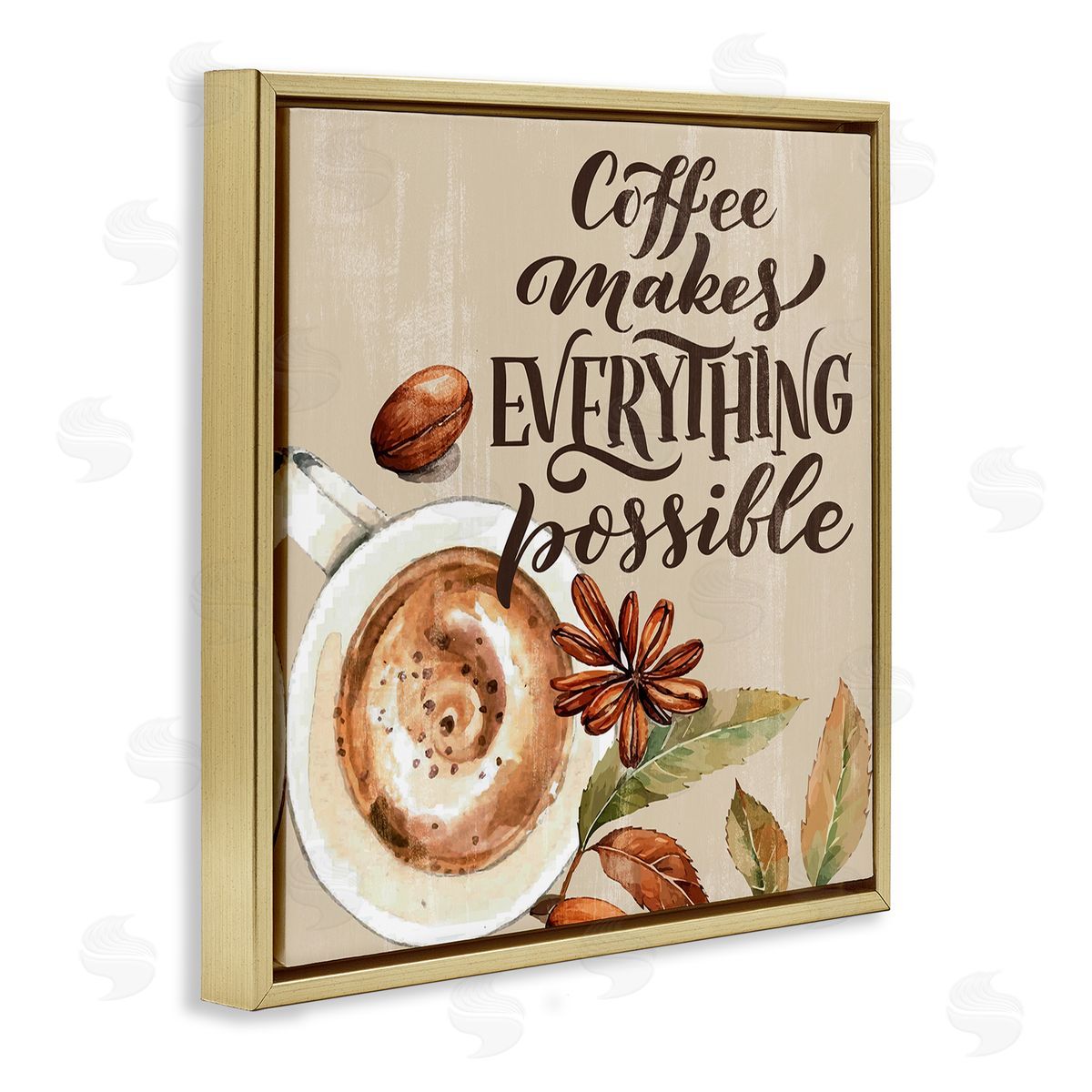Rustic Coffee Makes Possible Gold Floating Frame Canvas Wall Art, Home Decor by Kim Allen