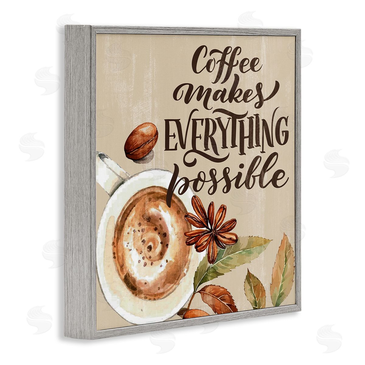 Rustic Coffee Makes Possible Grey Frame Print Wall Art, Home Decor by Kim Allen
