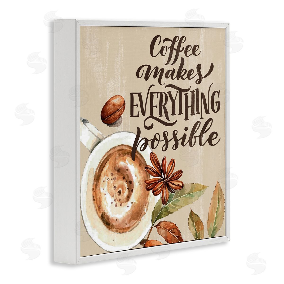 Rustic Coffee Makes Possible White Frame Print Wall Art, Home Decor by Kim Allen