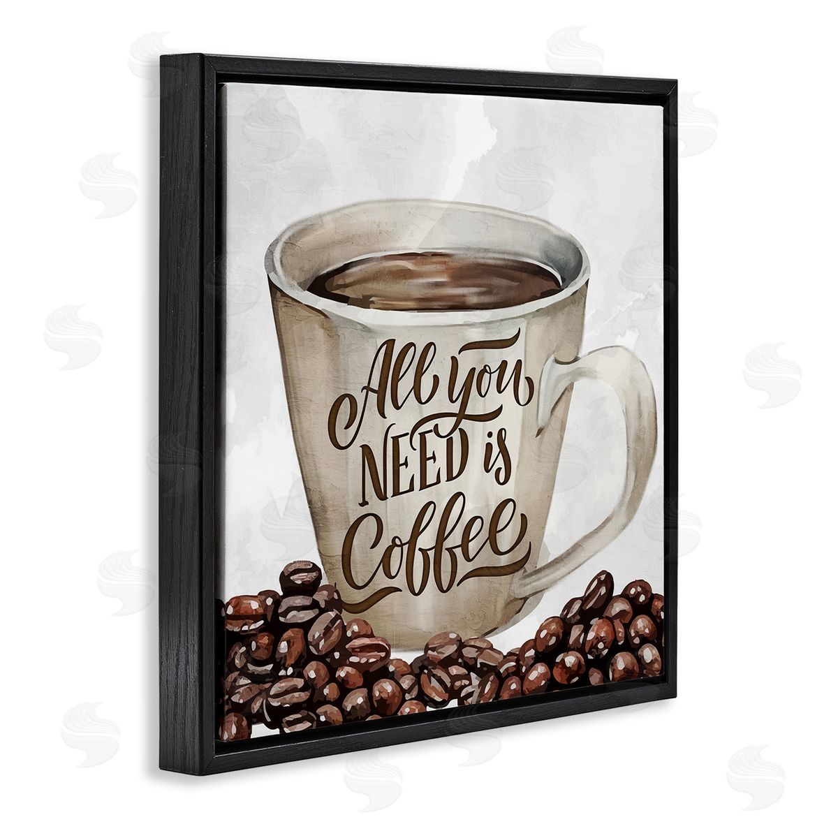 All You Need Morning Coffee Black Floating Frame Canvas Wall Art, Home Decor by Kim Allen