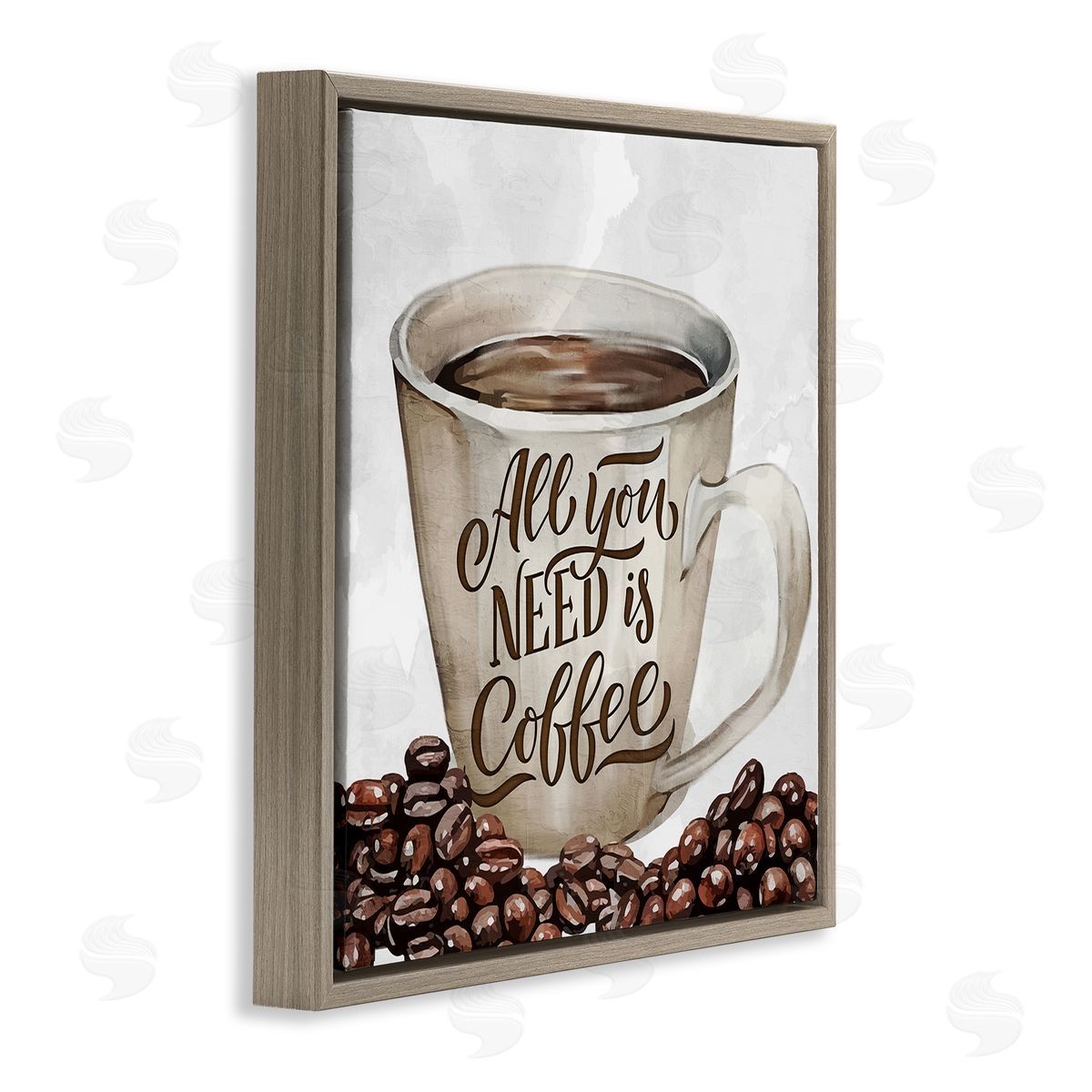 All You Need Morning Coffee Brown Floating Frame Canvas Wall Art, Home Decor by Kim Allen