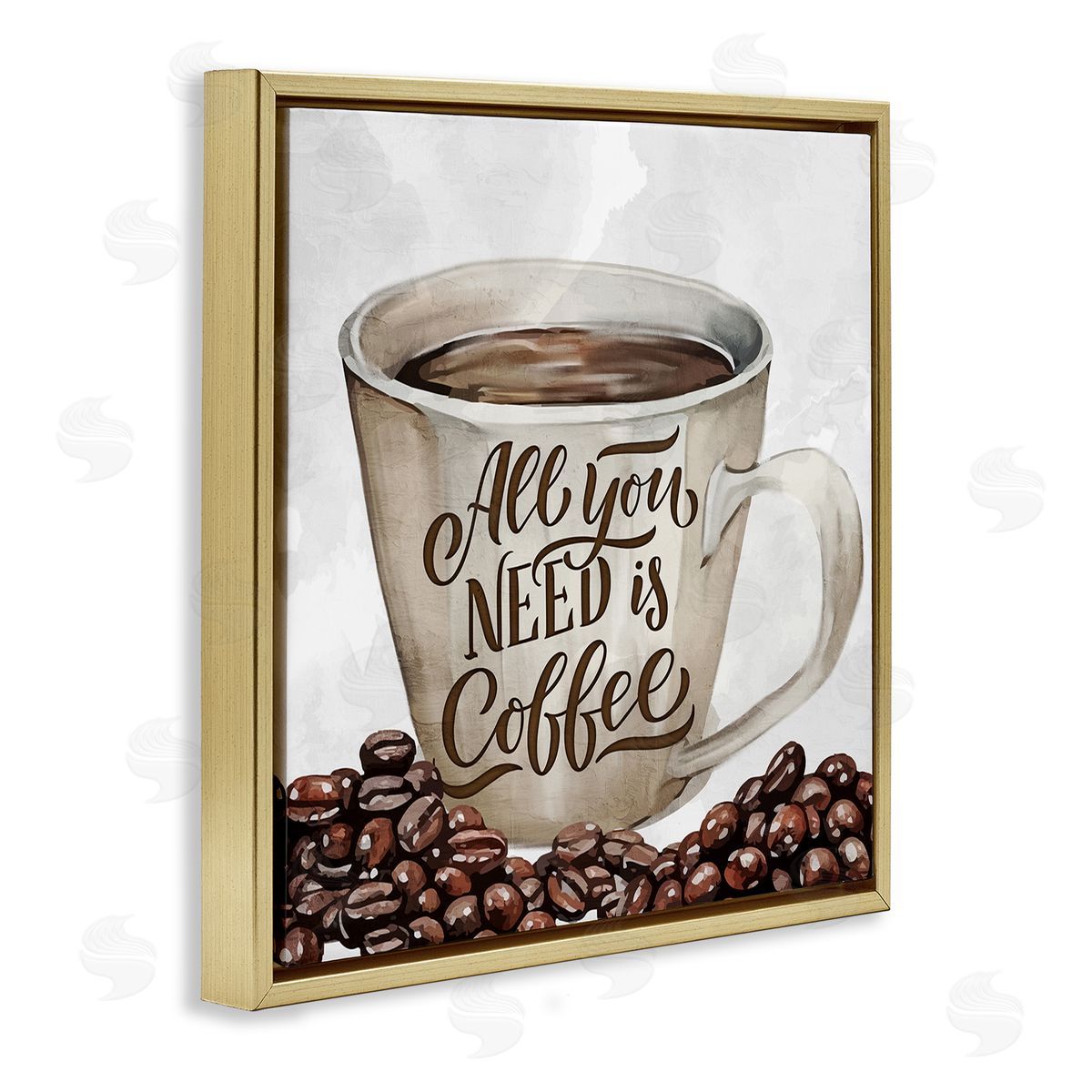 All You Need Morning Coffee Gold Floating Frame Canvas Wall Art, Home Decor by Kim Allen