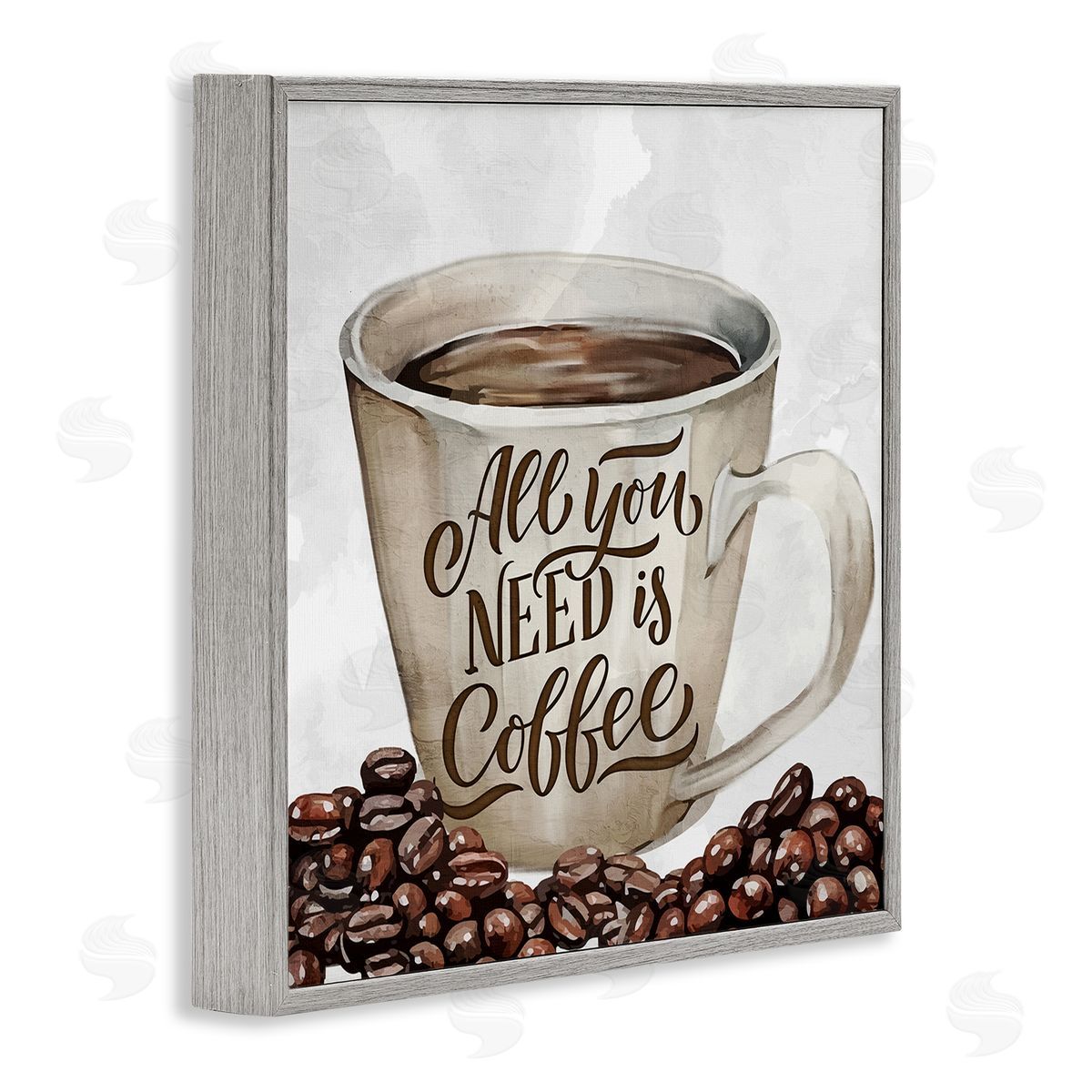 All You Need Morning Coffee Grey Frame Print Wall Art, Home Decor by Kim Allen