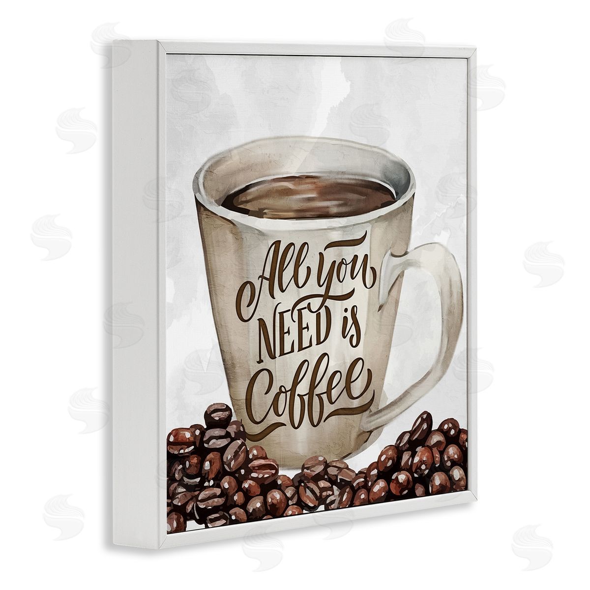 All You Need Morning Coffee White Frame Print Wall Art, Home Decor by Kim Allen