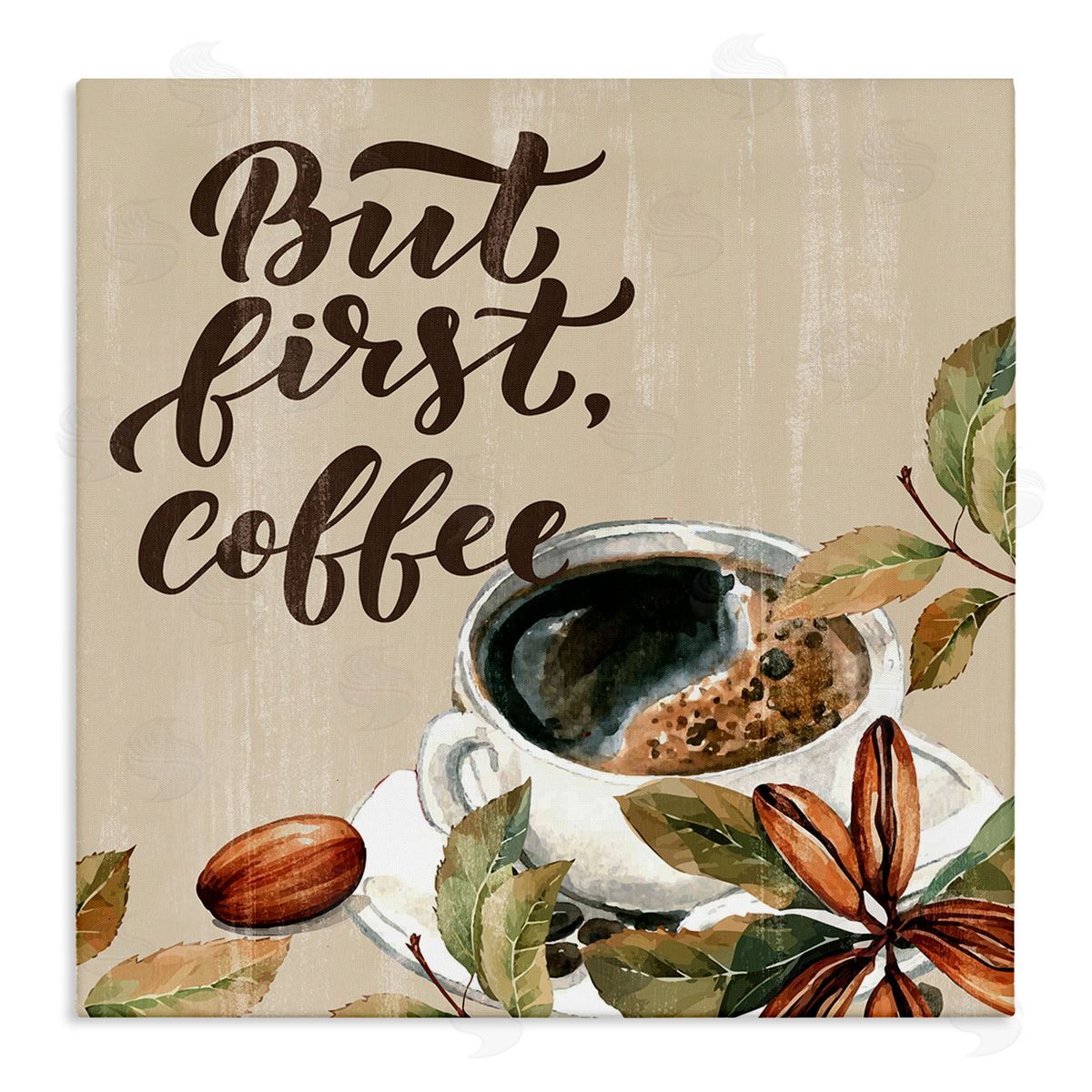 Rustic But First Coffee Canvas Wall Art, Home Decor by Kim Allen
