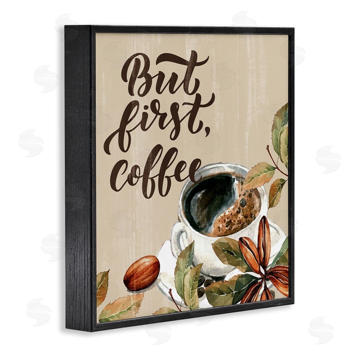Rustic But First Coffee Black Frame Print Wall Art, Home Decor by Kim Allen