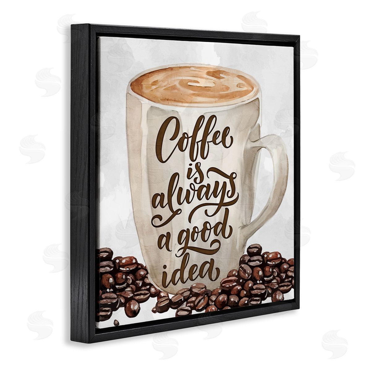 Coffee Phrase Classic Mug Black Floating Frame Canvas Wall Art, Home Decor by Kim Allen