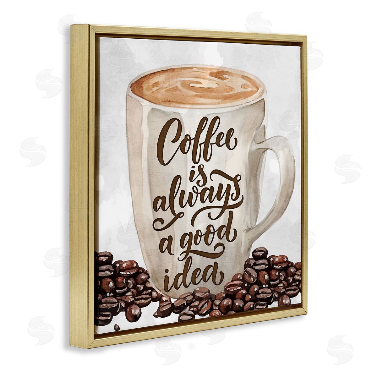 Coffee Phrase Classic Mug Gold Floating Frame Canvas Wall Art, Home Decor by Kim Allen