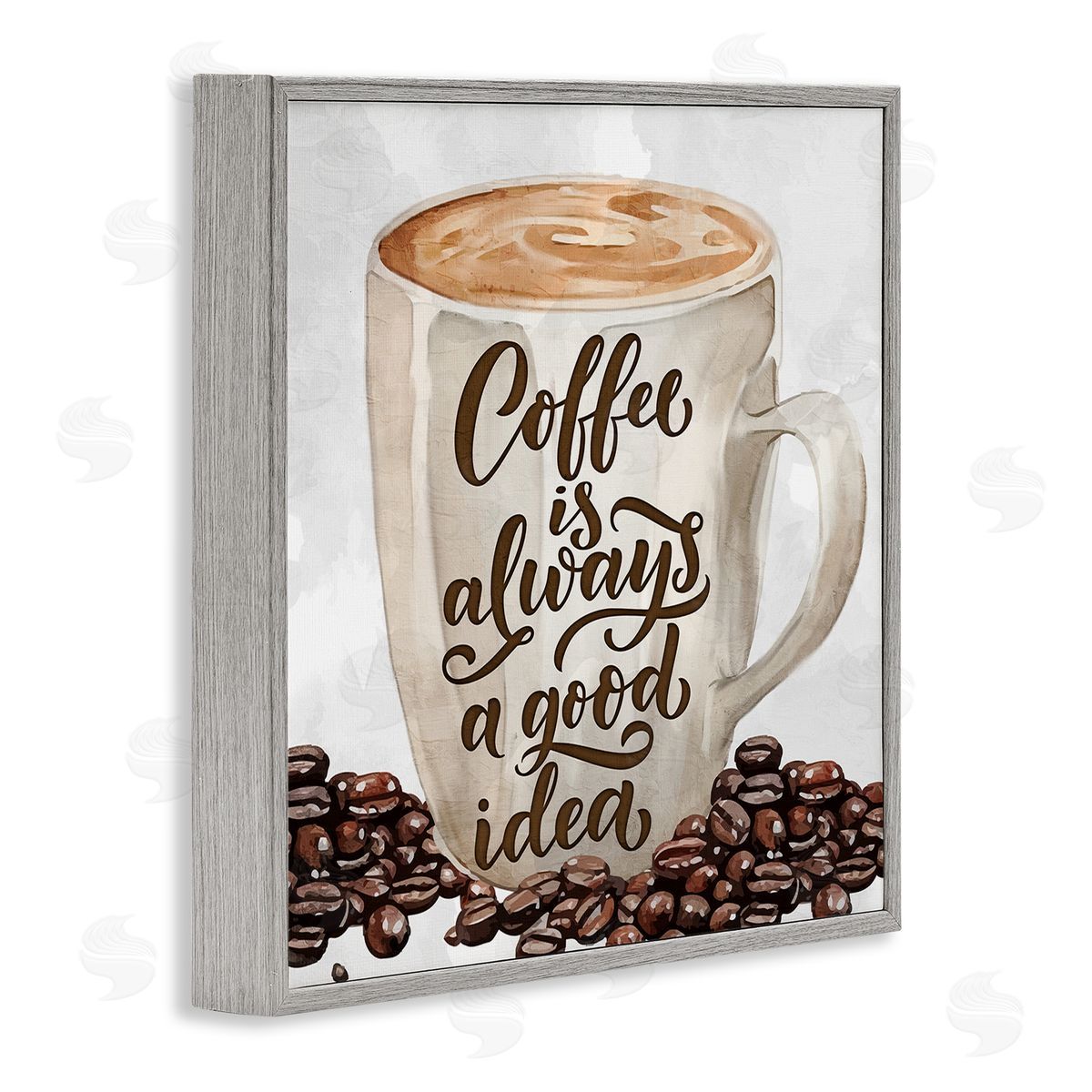 Coffee Phrase Classic Mug Grey Frame Print Wall Art, Home Decor by Kim Allen