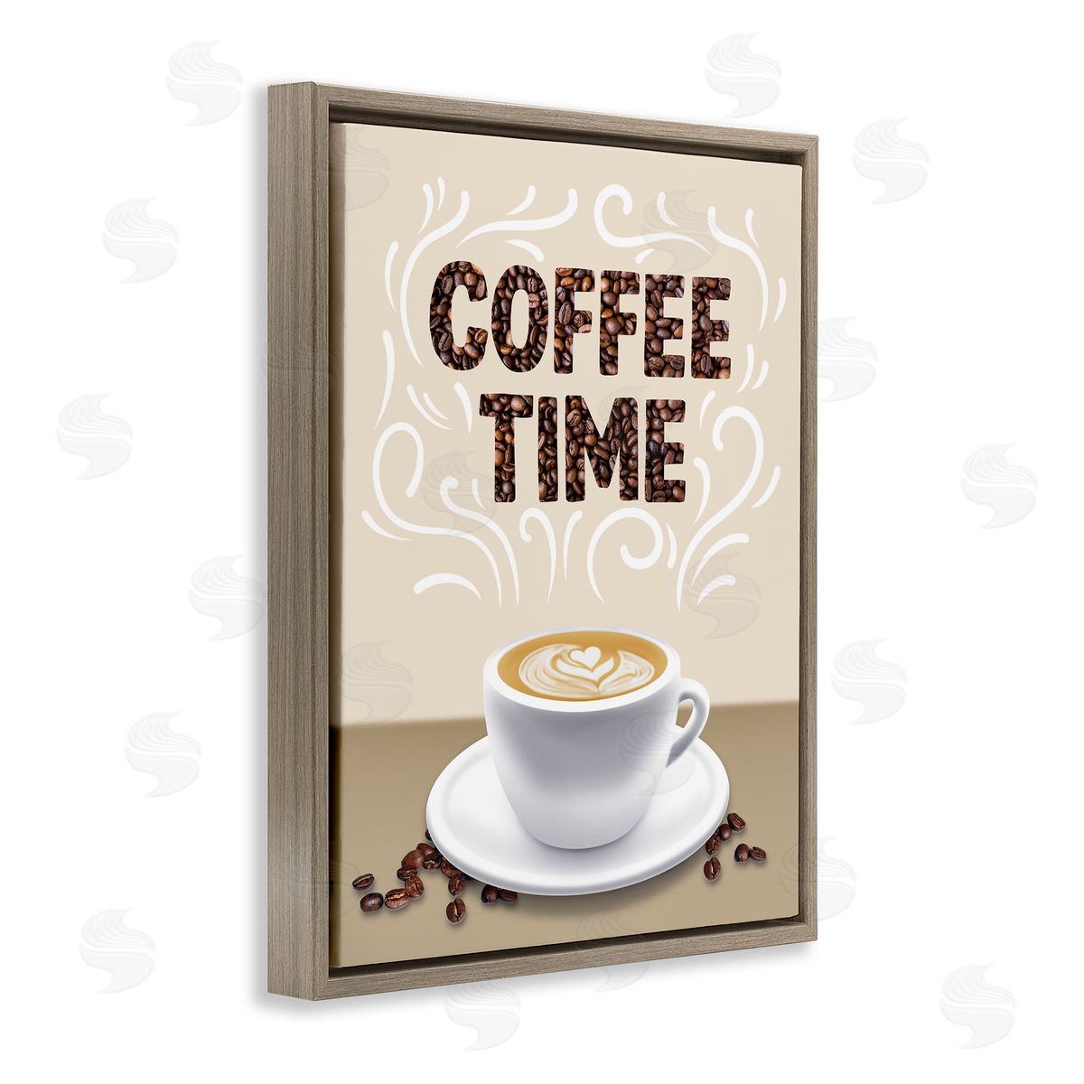 Traditional Coffee Time Brew Brown Floating Frame Canvas Wall Art, Home Decor by Marcus Prime