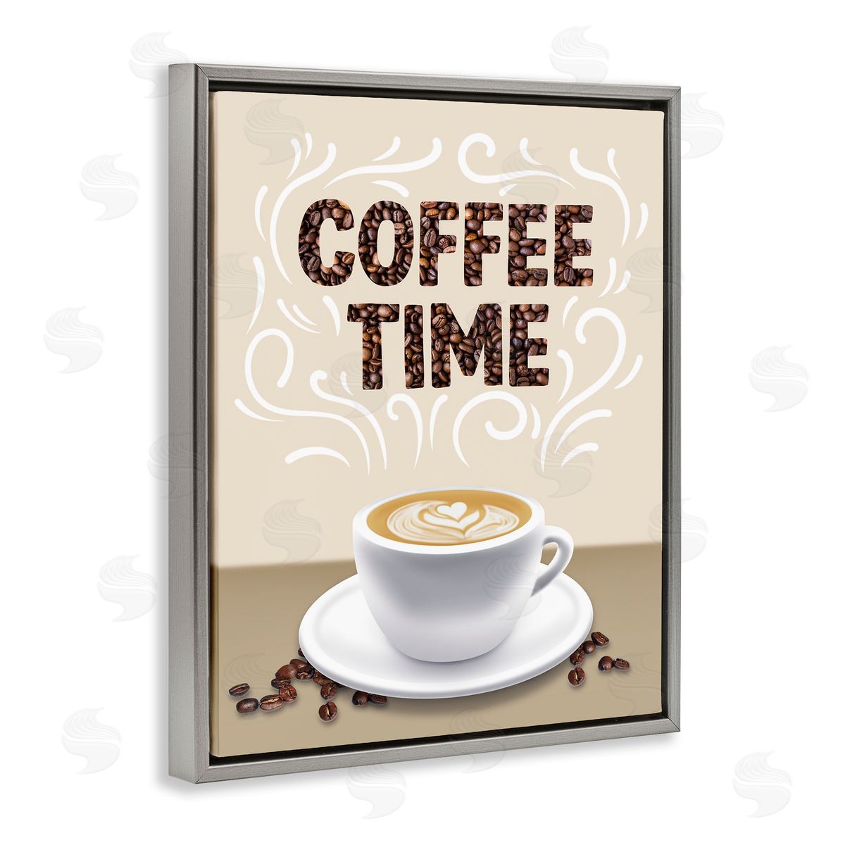 Traditional Coffee Time Brew Grey Floating Frame Canvas Wall Art, Home Decor by Marcus Prime