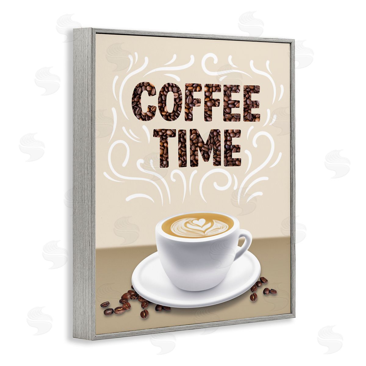 Traditional Coffee Time Brew Grey Frame Print Wall Art, Home Decor by Marcus Prime