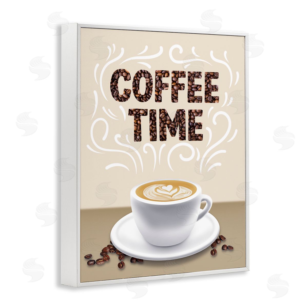 Traditional Coffee Time Brew White Frame Print Wall Art, Home Decor by Marcus Prime