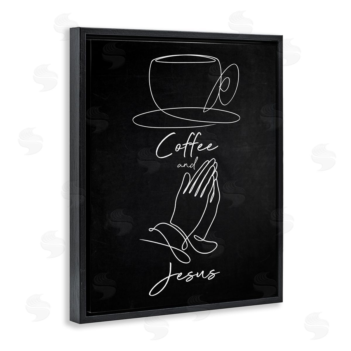 Coffee & Jesus Prayer Black Floating Frame Canvas Wall Art, Home Decor by Marcus Prime