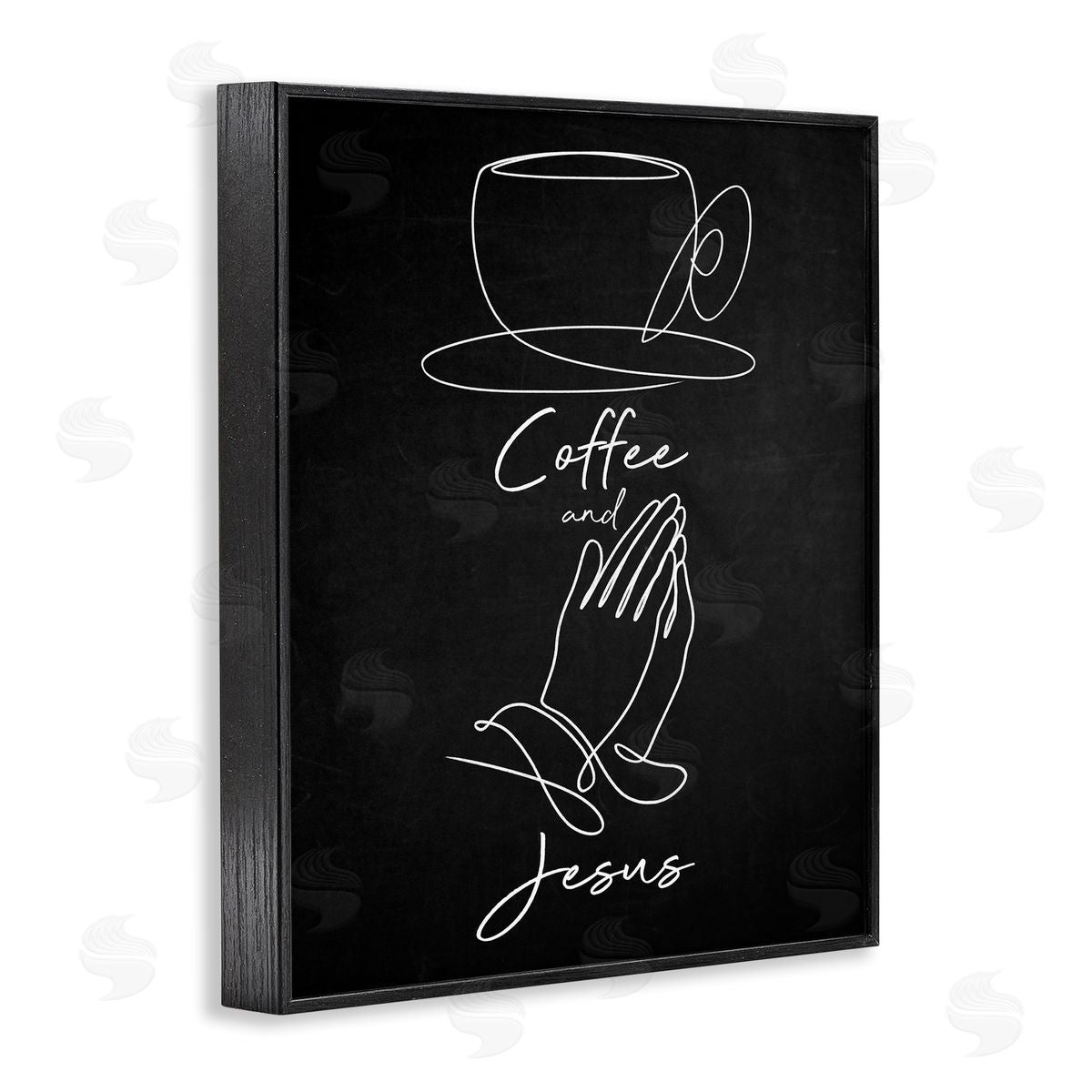 Coffee & Jesus Prayer Black Frame Print Wall Art, Home Decor by Marcus Prime
