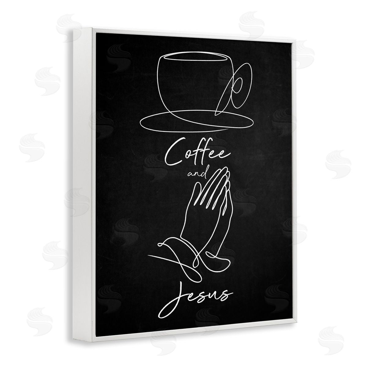 Coffee & Jesus Prayer White Frame Print Wall Art, Home Decor by Marcus Prime