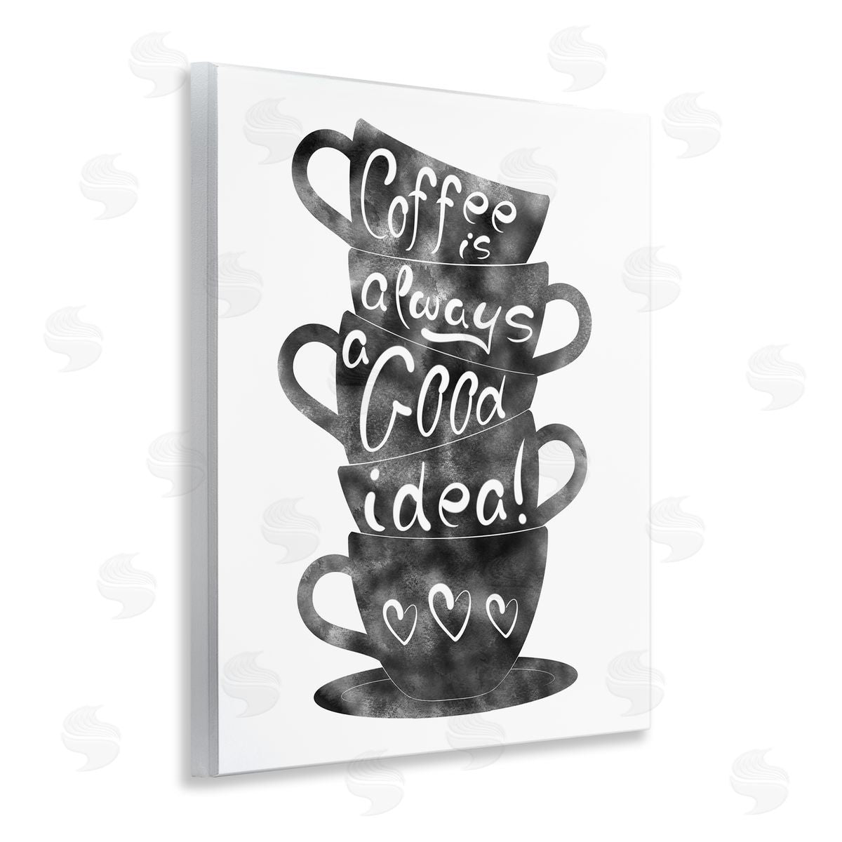 Coffee Mugs Stacked & Phrase Wood Plaque Wall Art, Home Decor by Marcus Prime