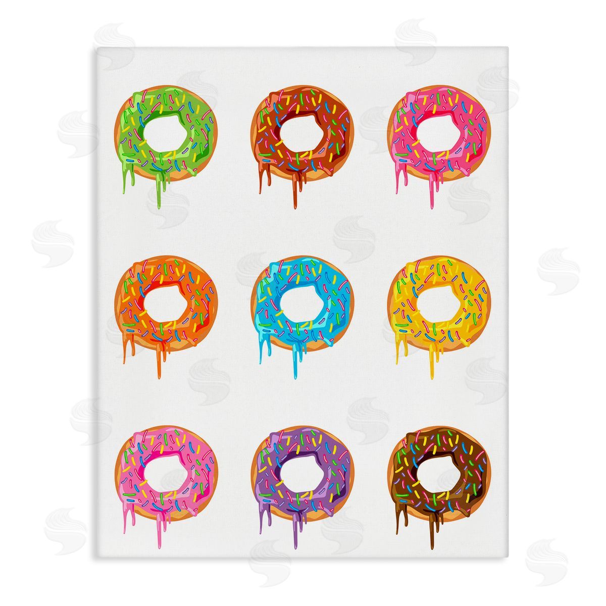 Bright Donut Rows Canvas Wall Art, Home Decor by Marcus Prime