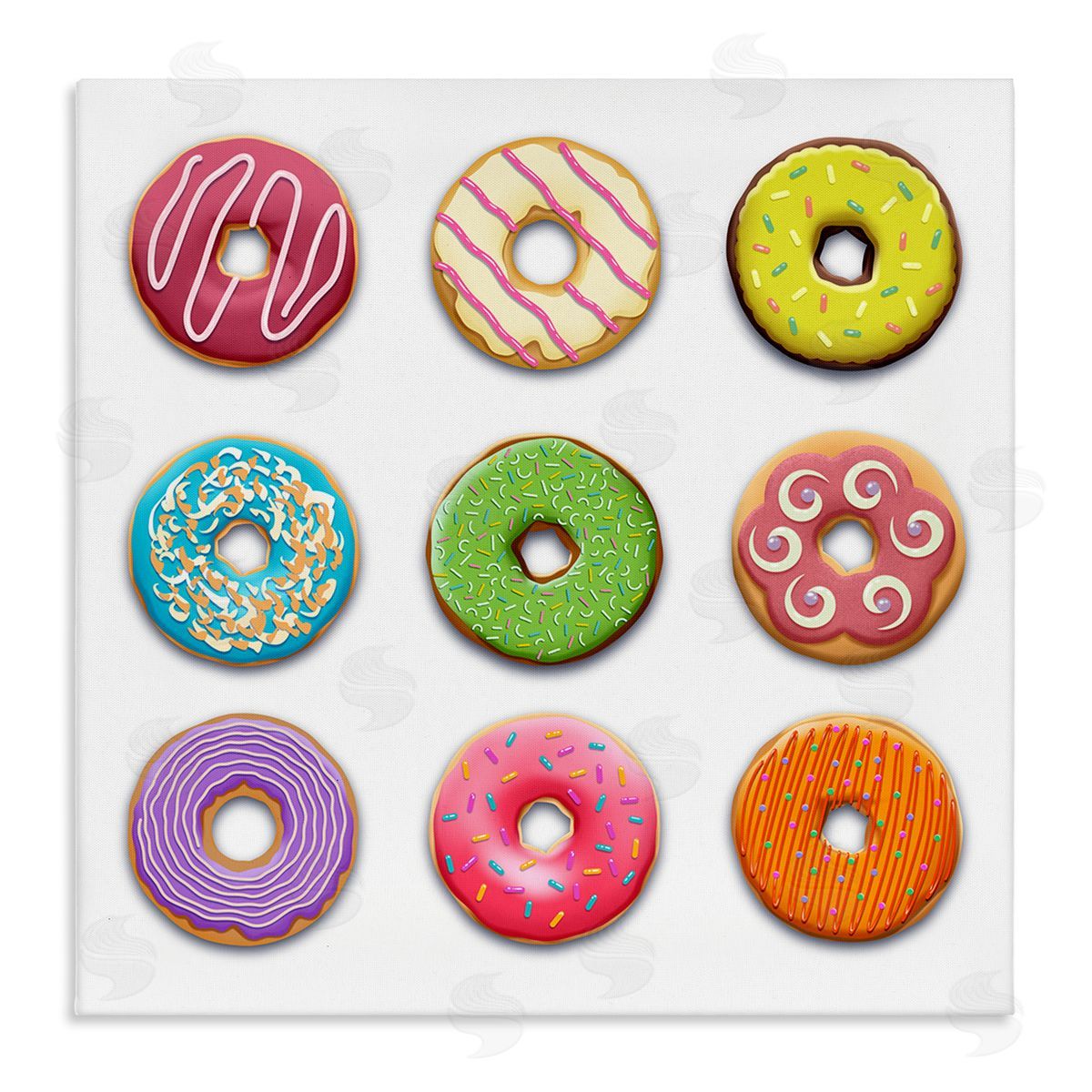 Colorful Mixed Donuts Canvas Wall Art, Home Decor by Marcus Prime