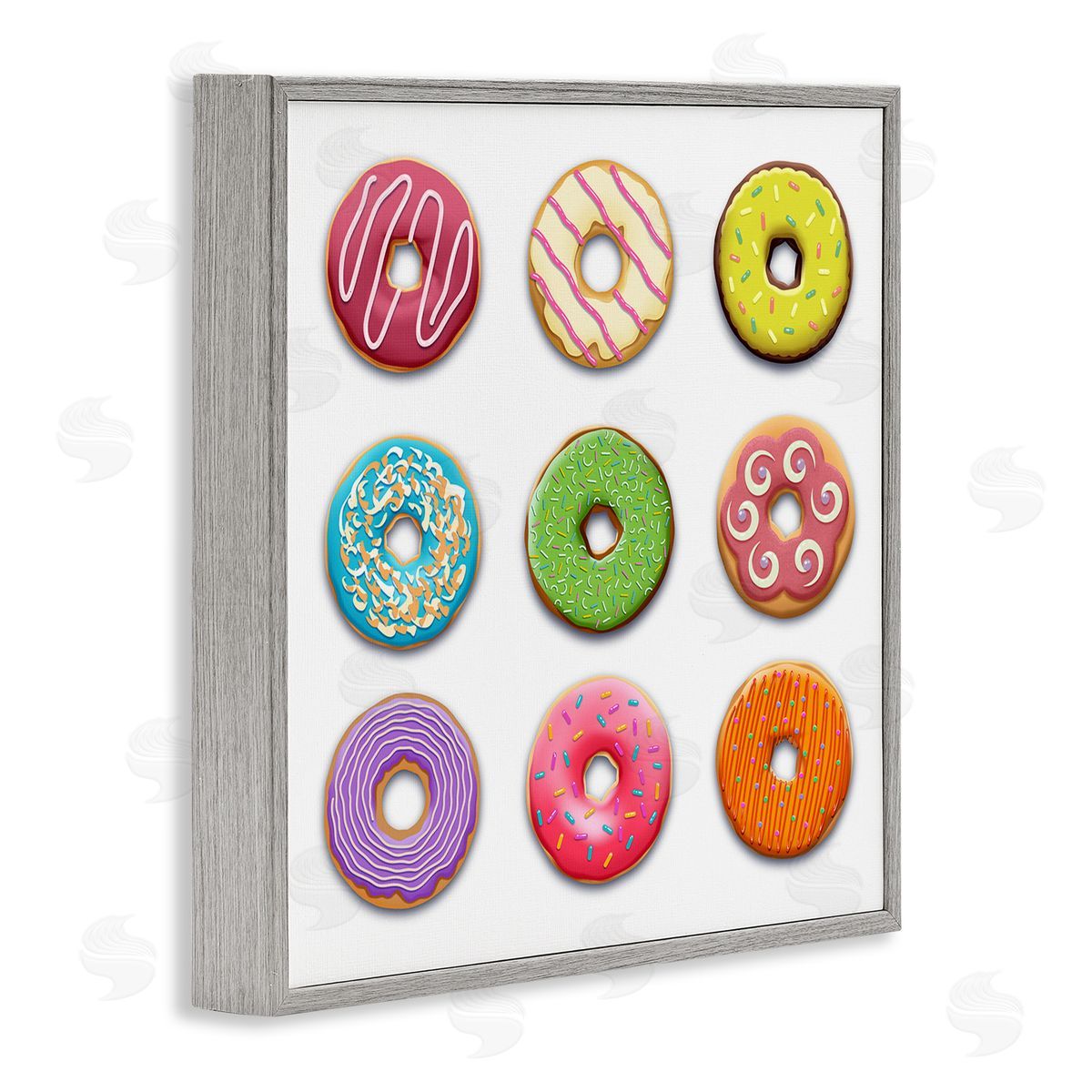 Colorful Mixed Donuts Grey Frame Print Wall Art, Home Decor by Marcus Prime