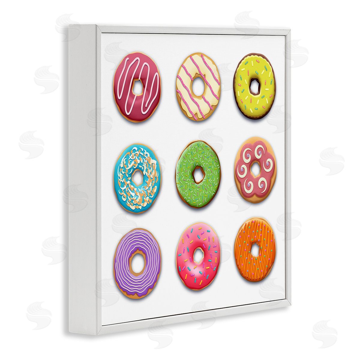 Colorful Mixed Donuts White Frame Print Wall Art, Home Decor by Marcus Prime