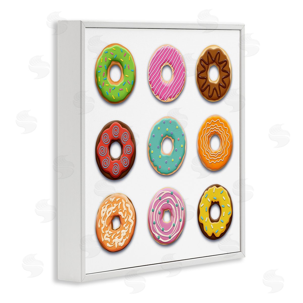 Delicious Various Donuts White Frame Print Wall Art, Home Decor by Marcus Prime
