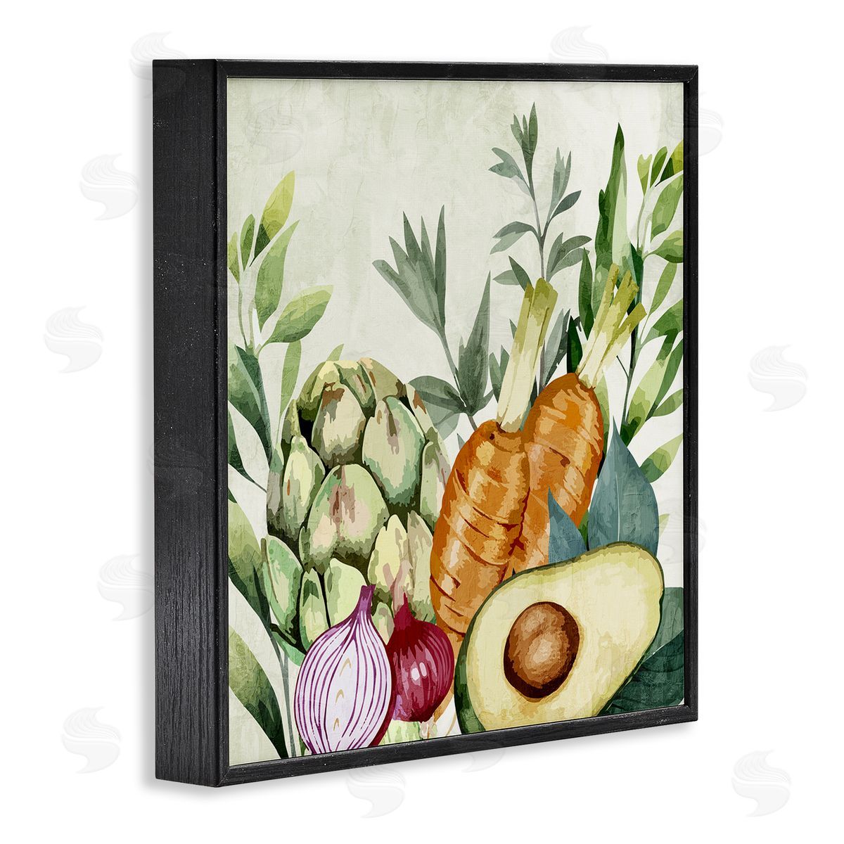 Organic Vegetable Harvest Black Frame Print Wall Art, Home Decor by Kim Allen