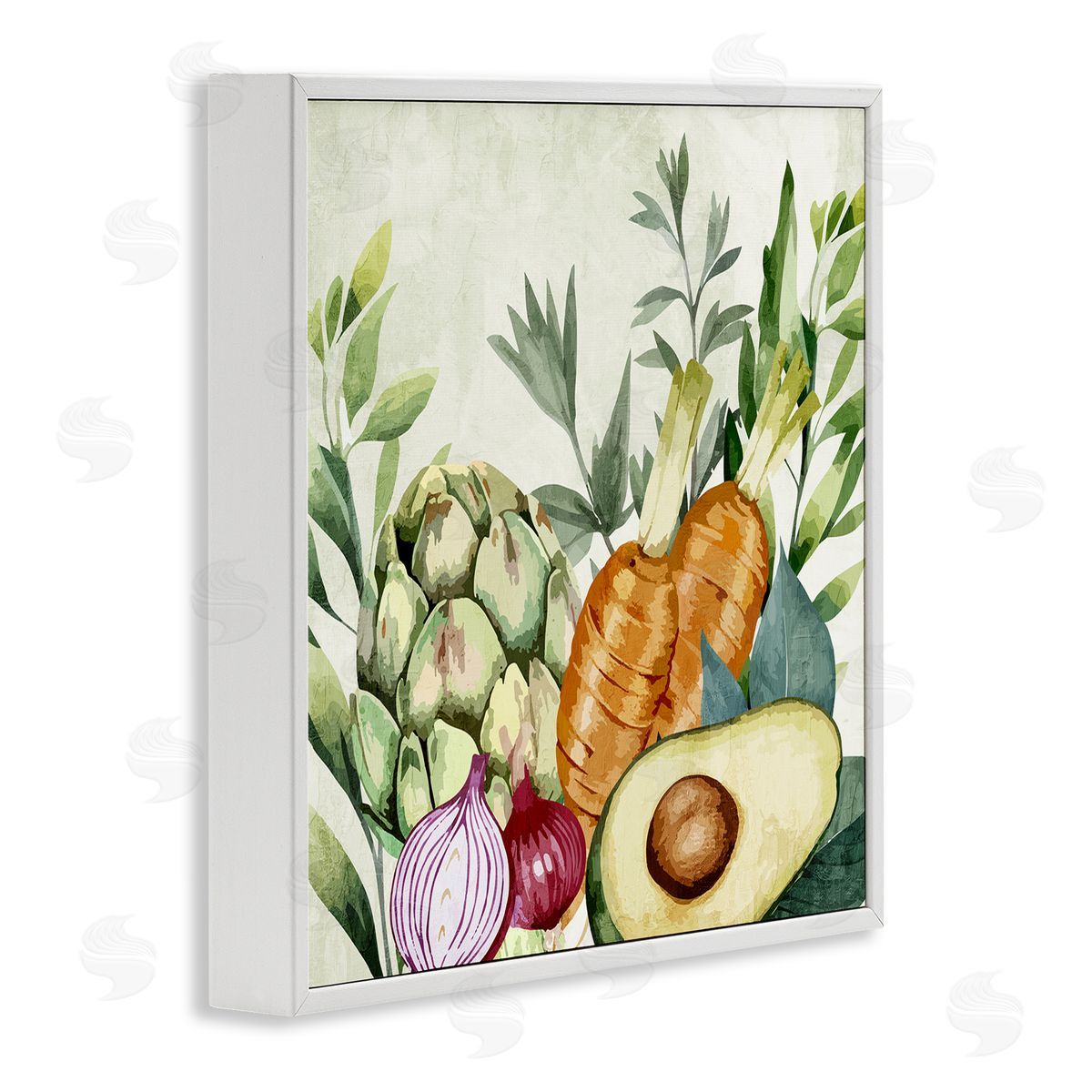 Organic Vegetable Harvest White Frame Print Wall Art, Home Decor by Kim Allen