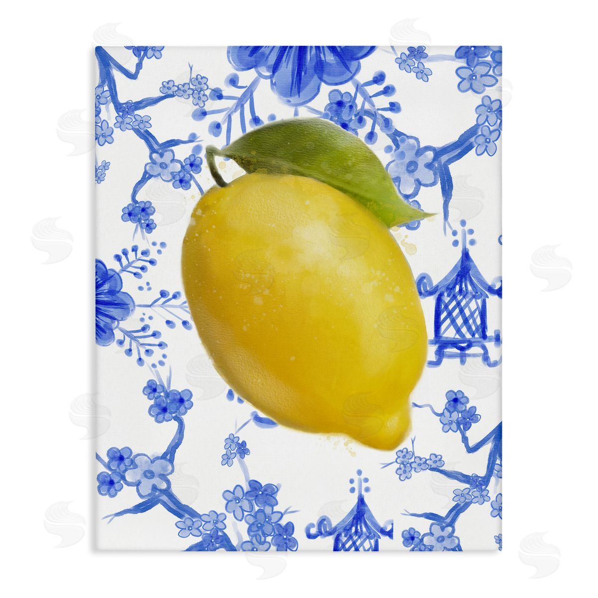 Lemon Over Chinoiserie Canvas Wall Art, Home Decor by Matthew Piotrowicz