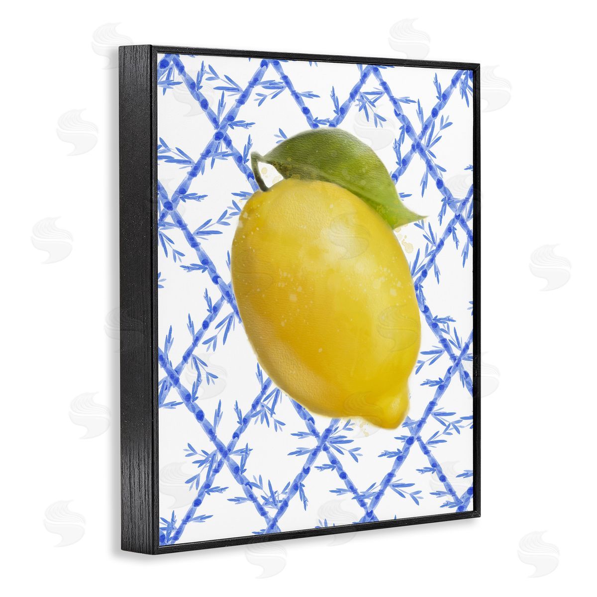 Lemon Over Bamboo Vines Black Frame Print Wall Art, Home Decor by Matthew Piotrowicz
