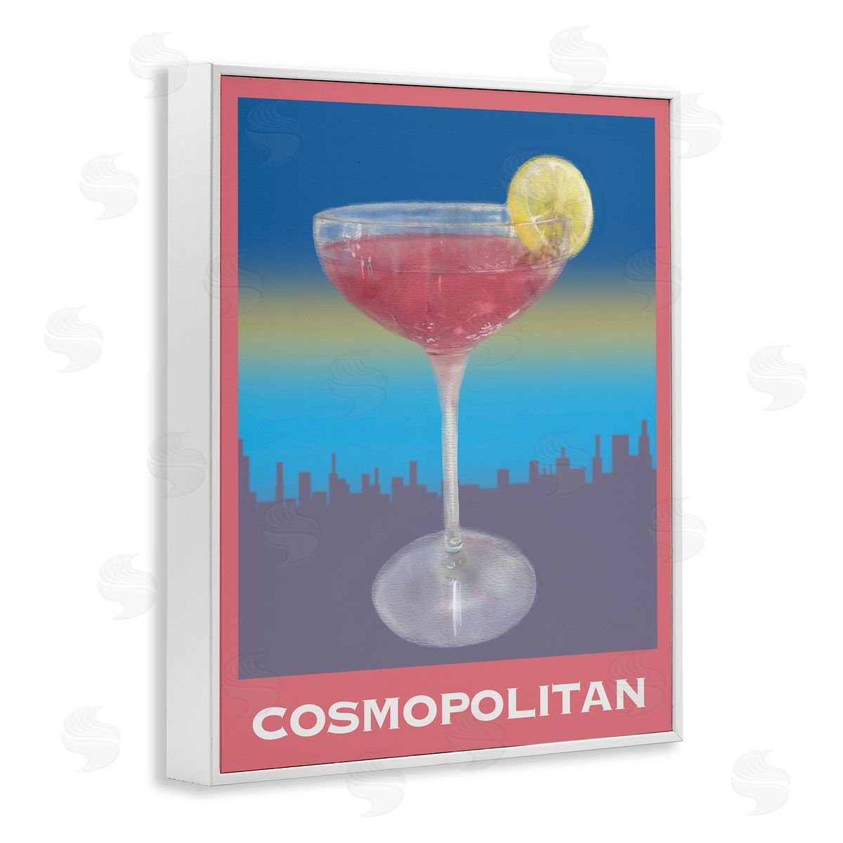 Cosmopolitan over Cityscape White Frame Print Wall Art, Home Decor by Matthew Piotrowicz