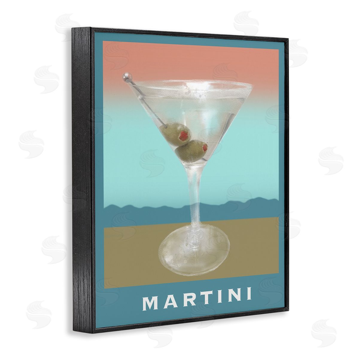 Martini over Muted Tones Black Frame Print Wall Art, Home Decor by Matthew Piotrowicz