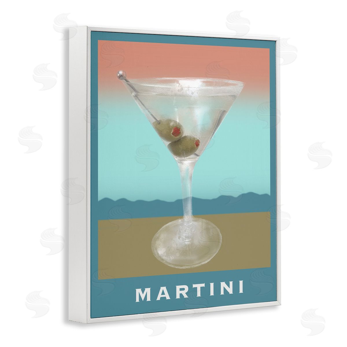 Martini over Muted Tones White Frame Print Wall Art, Home Decor by Matthew Piotrowicz