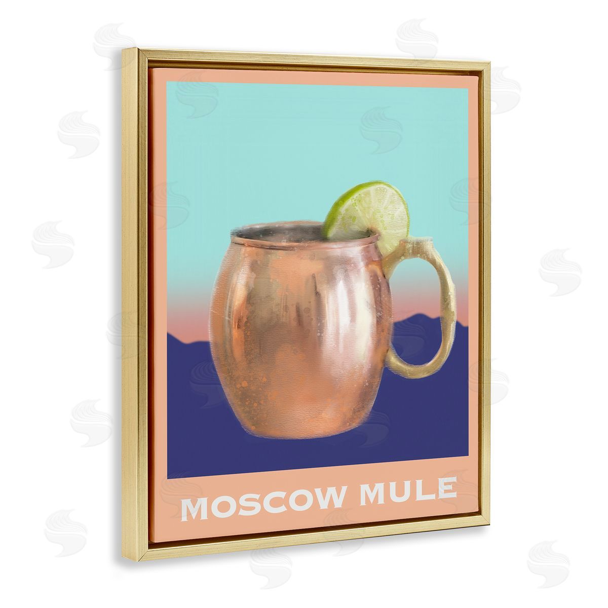 Moscow Mule over Landscape Gold Floating Frame Canvas Wall Art, Home Decor by Matthew Piotrowicz