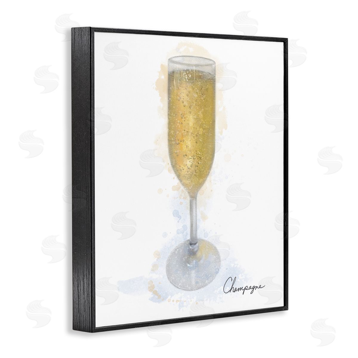 Champagne Glass Shimmer Black Frame Print Wall Art, Home Decor by Matthew Piotrowicz