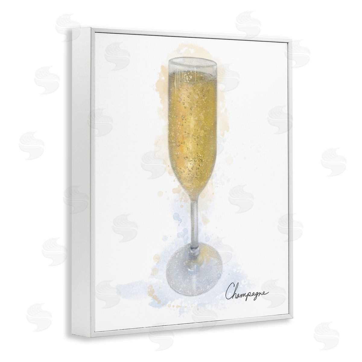 Champagne Glass Shimmer White Frame Print Wall Art, Home Decor by Matthew Piotrowicz